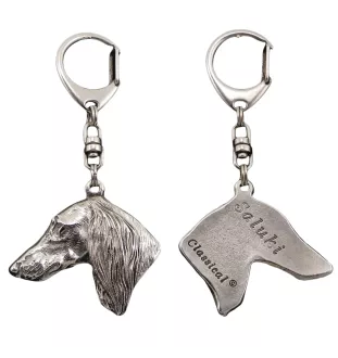 Saluki, Persischer Windhund - Versilberter Schlüsselanhänger mit Hund in einer Geschenkbox, Handtaschenschmuck, Rucksackanhänger der Marke Art-Dog