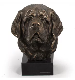St. Bernhardshund, Bernhardiner - Hundestatue, Büste auf Steinsockel, Skulptur, Trophäe für Hundeausstellung der Marke Art-Dog