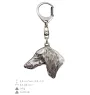 Saluki, Lévrier persan - Porte-clés argenté avec un chien dans une boîte cadeau, décoration de sac à main, pendentif de sac à dos par la marque Art-Dog