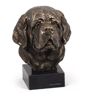 St. Bernhardshund, Bernhardiner - Hundestatue, Büste auf Steinsockel, Skulptur, Trophäe für Hundeausstellung der Marke Art-Dog