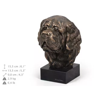 St. Bernhardshund, Bernhardiner - Hundestatue, Büste auf Steinsockel, Skulptur, Trophäe für Hundeausstellung der Marke Art-Dog