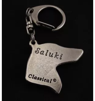 Saluki, Persian Greyhound, Arabian hound, Gazelle hound - Silver-plated key ring with a dog in a gift box, handbag decoration, backpack pendant by Art-Dog brand