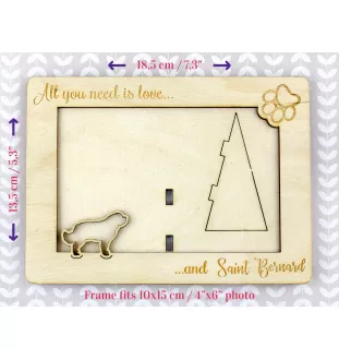 St. Bernard, Saint Bernard, Alpine Mastiff, Bernhardiner - Photo frame, engraved wooden frame, a lovely gadget for the dog lover by Art-Dog