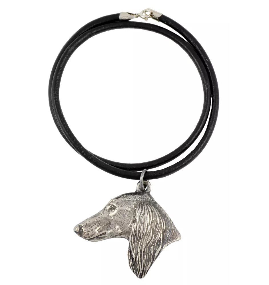 Saluki, Persischer Windhund II - Halskette mit Hund, versilberter Anhänger für Hundefans, einzigartiger Schmuck der Marke Art-Dog