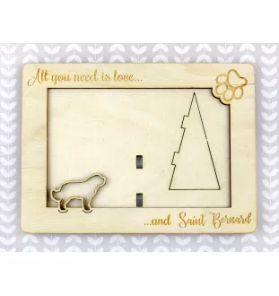 Saint-bernard, Chien Du Mont Saint-Bernard - Cadre photo, cadre en bois gravé, un joli gadget pour l'amoureux des chiens par Art-Dog