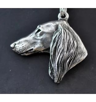 Saluki, Lévrier persan II - collier avec un chien, pendentif en plaqué argent pour les fans de chiens, bijoux uniques de la marque Art-Dog