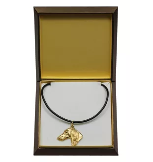 Saluki, Persischer Windhund - Hundehalsband in Geschenkbox, vergoldeter Anhänger für Hundefans, auffälliger Schmuck von Art-Dog