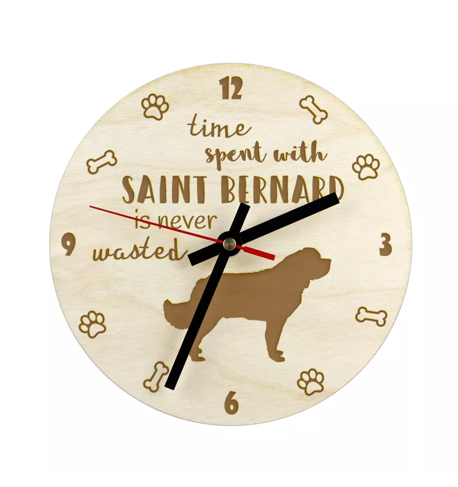 St. Bernard, Saint Bernard, Alpine Mastiff, Bernhardiner - clock with dog, wooden clock with engraving, personalised clock by Art-Dog