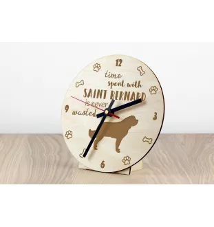 St. Bernard, Saint Bernard, Alpine Mastiff, Bernhardiner - clock with dog, wooden clock with engraving, personalised clock by Art-Dog