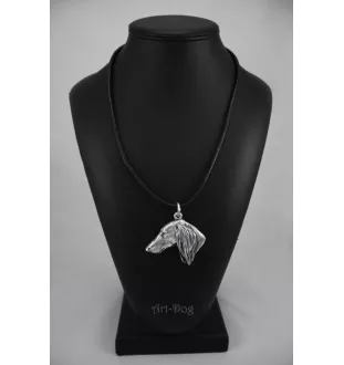 Saluki, Persian Greyhound, Arabian hound, Gazelle hound - Dog necklace in gift box, silver-plated locket for dog fan, striking pendant by Art-Dog brand