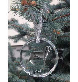 Saluki, Persian Greyhound, Arabian hound, Gazelle hound I - crystal bauble with a photo, dog photo in crystal, personalized Christmas tree ornament by Art-Dog brand