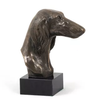 Saluki, Lévrier persan - Statue de chien, buste sur socle en pierre, sculpture, trophée pour exposition canine par la marque Art-Dog