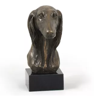Saluki, Lévrier persan - Statue de chien, buste sur socle en pierre, sculpture, trophée pour exposition canine par la marque Art-Dog