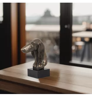 Saluki, Lévrier persan - Statue de chien, buste sur socle en pierre, sculpture, trophée pour exposition canine par la marque Art-Dog