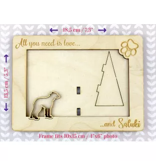 Saluki, Lévrier persan - Cadre photo, cadre en bois gravé, un joli gadget pour l'amoureux des chiens par Art-Dog