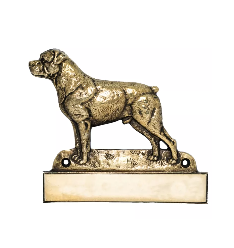 Rottweiler - Haustürschild mit Hund, Messingschild mit Namen, personalisiertes Türschild mit Markennamen Art-Dog