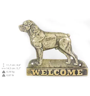 Rottweiler - Türschild mit Hund, messingfarbenes Willkommensschild, einzigartiges Schild mit der Aufschrift Welcome von der Marke Art-Dog