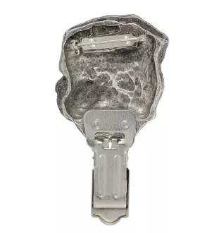 Rottweiler - Brosche mit Clip, Startnummernhalter, versilberte Anstecknadel für Hundeausstellungen der Marke Art-Dog