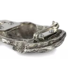 Rottweiler, Rott, Rottie - brooch with a clip, holder for a start number, silver-plated dog show pin from the Art-Dog brand