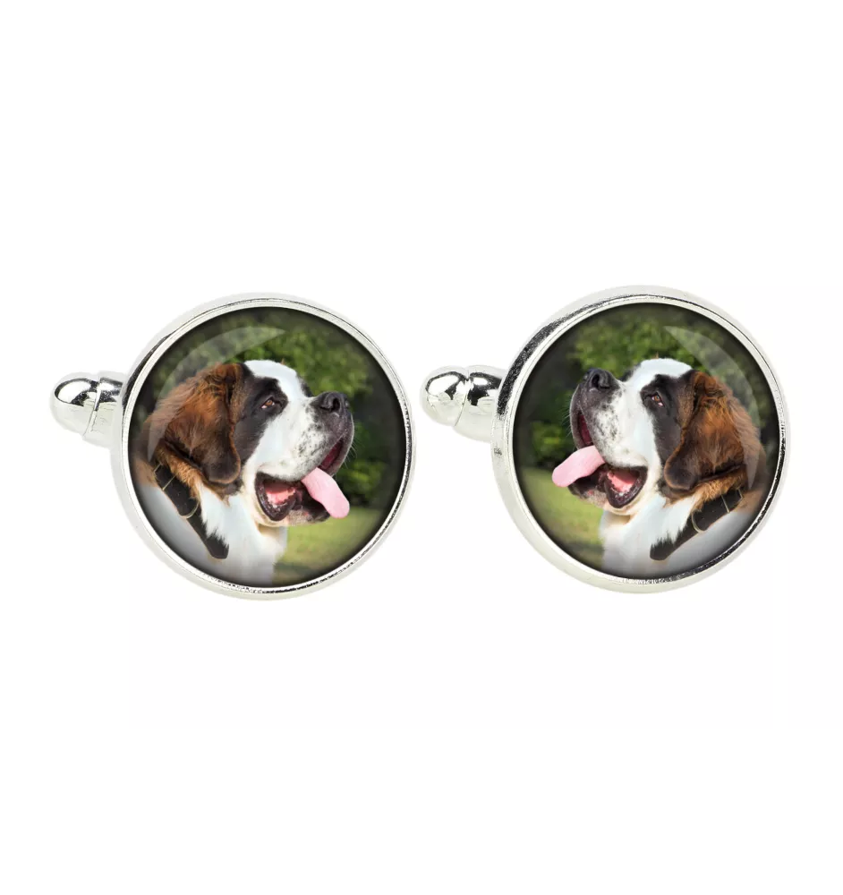 St. Bernard, Saint Bernard, Alpine Mastiff, Bernhardiner - cufflinks, a shirt accessory, a shirt pendant from the Art-Dog brand