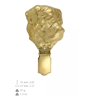 Rottweiler, Rott, Rottie - brooch with a clip, gold-plated holder for a race number, elegant dog show pin from Art-Dog brand