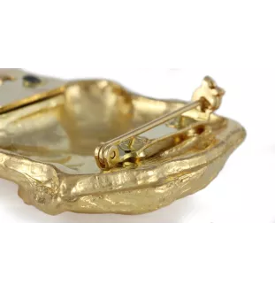 Rottweiler, Rott, Rottie - brooch with a clip, gold-plated holder for a start number, a gift for a dog show by Art-Dog brand.