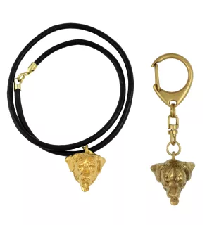 Rottweiler brelok i naszyjnik pozłacane w pudełku Art-Dog