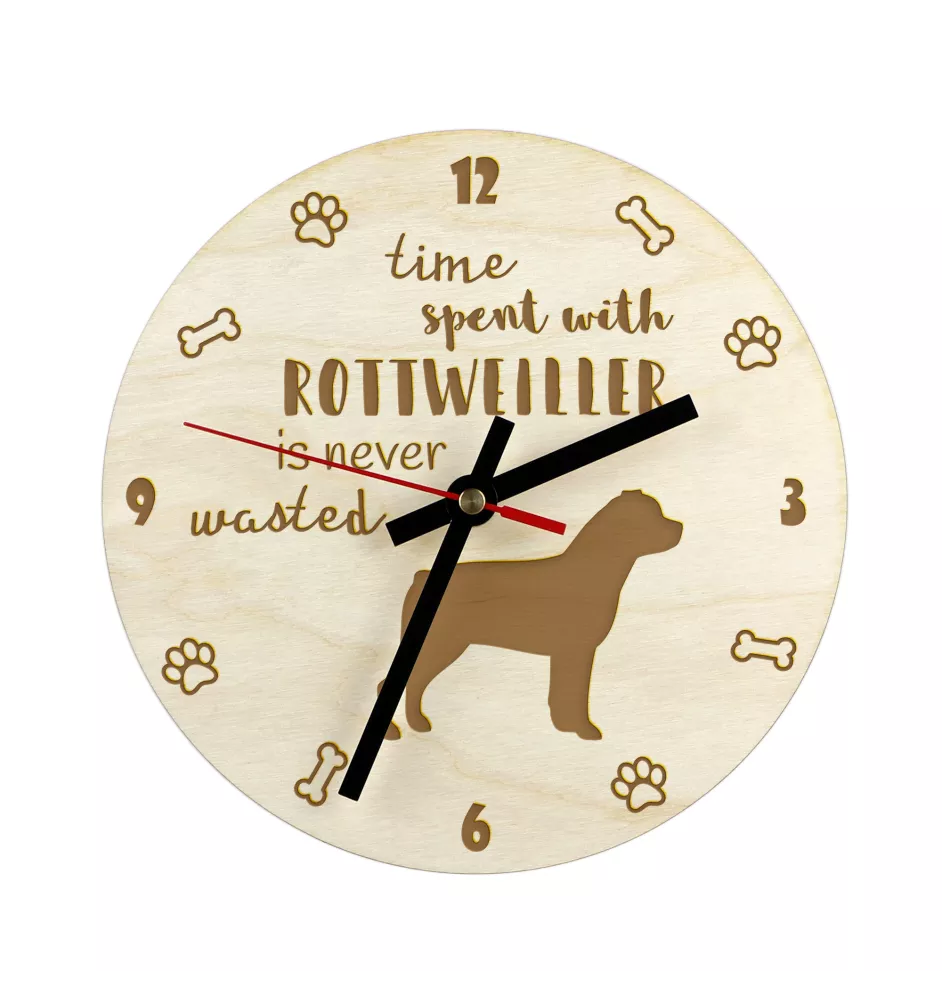 Rottweiler, Rott, Rottie - clock with a dog, wooden clock, wall clock for dog lovers, clock for desk and shelf, Art-Dog