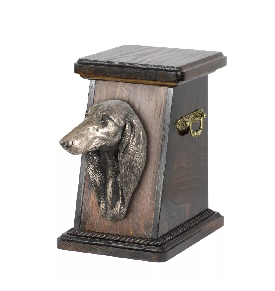 Saluki, Persian Greyhound, Arabian hound, Gazelle hound - urn for dog ashes, elegant urn with a statue, commemorative urn with a bust of a dog by Art-Dog brand