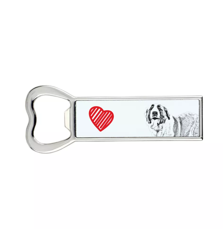 St. Bernard, Saint Bernard, Alpine Mastiff, Bernhardiner - bottle opener with a dog, personalized fridge opener, unique gift for a man by Art-Dog brand