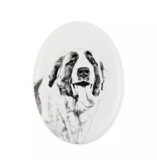 Saint-bernard, Chien Du Mont Saint-Bernard - une plaque commémorative avec une photo de chien, une plaque funéraire avec une impression, une plaque ovale personnalisée de la marque Art-Dog