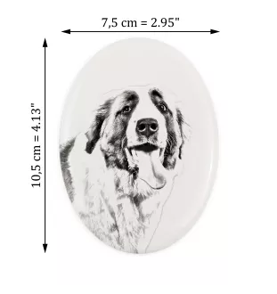 St. Bernard, Saint Bernard, Alpine Mastiff, Bernhardiner - commemorative plaque with a photo of a dog, tombstone with a print, personalized oval plaque from the Art-Dog brand