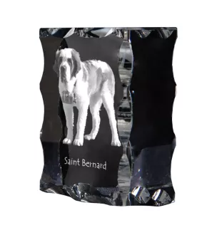 St. Bernard, Saint Bernard, Alpine Mastiff, Bernhardiner - crystal with a picture of a dog, glass statuette with a picture, unique frame with a picture from Art-Dog brand