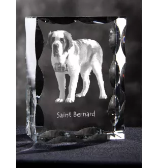 Saint-bernard, Chien Du Mont Saint-Bernard - cristal avec photo de chien, statuette en verre avec photo, cadre exceptionnel avec photo de la marque Art-Dog