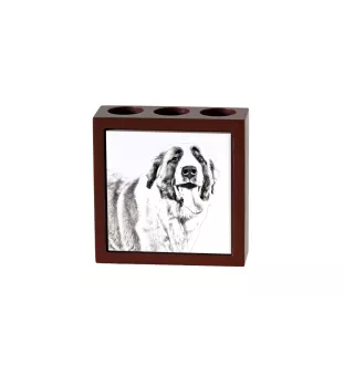 St. Bernhardshund, Bernhardiner - Stifthalter mit Hund, Schreibtischorganizer mit Aufdruck, personalisierte Schreibtischdekoration der Marke Art-Dog