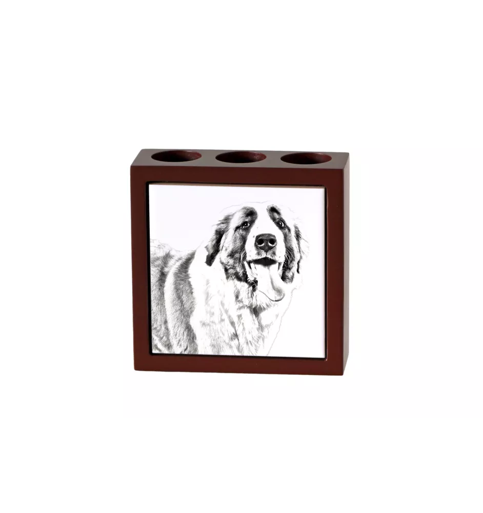 St. Bernhardshund, Bernhardiner - Stifthalter mit Hund, Schreibtischorganizer mit Aufdruck, personalisierte Schreibtischdekoration der Marke Art-Dog