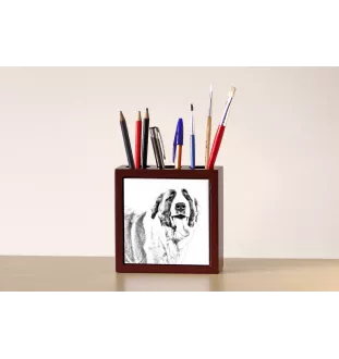 St. Bernard, Saint Bernard, Alpine Mastiff, Bernhardiner - pen holder with a dog, desk organizer with a print, personalized desk decoration from the Art-Dog brand.