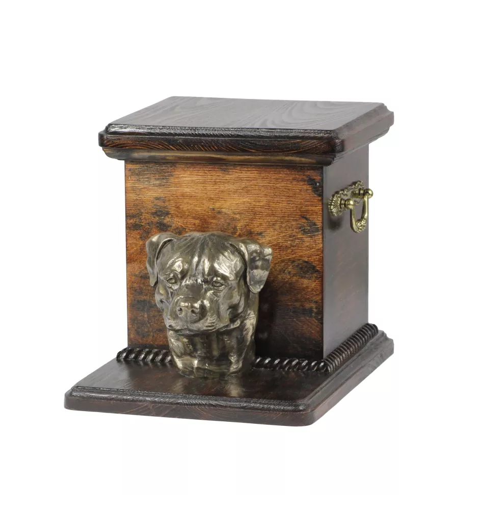 Rottweiler, Bouvier allemand - urne pour les cendres d'un chien avec une statuette, une urne élégante pour chien, une urne exceptionnelle avec un buste de chien de la marque Art-Dog