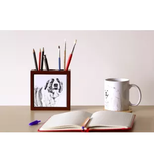 St. Bernard, Saint Bernard, Alpine Mastiff, Bernhardiner - pen holder with a dog, desk organizer with a print, personalized desk decoration from the Art-Dog brand.