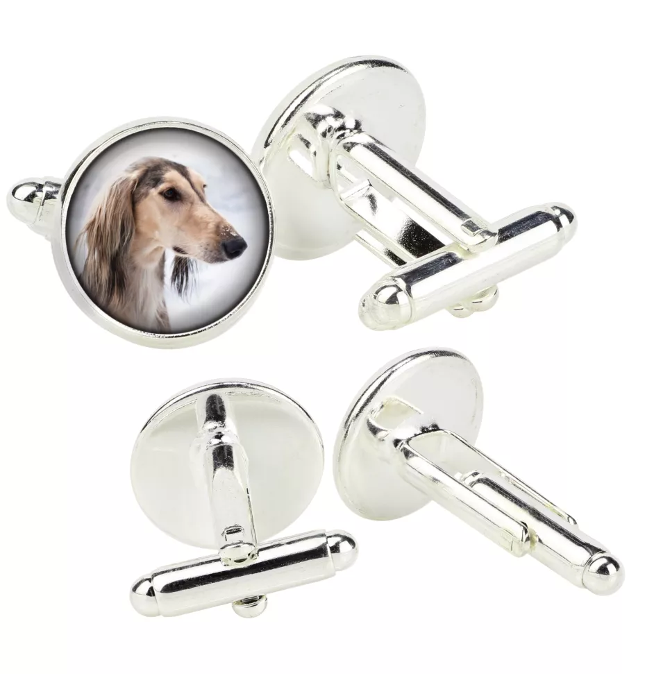 Saluki, Lévrier persan - Boutons de manchette dans une boîte, bijoux faits à la main, produit de la marque Art-Dog