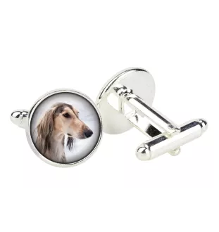 Saluki, Lévrier persan - Boutons de manchette dans une boîte, bijoux faits à la main, produit de la marque Art-Dog