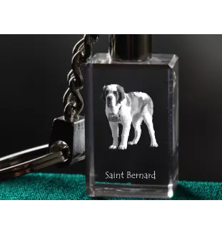 St. Bernhardshund, Bernhardiner - Schlüsselanhänger aus Kristall mit Hundefoto, beleuchteter Schlüsselanhänger, einzigartiges Geschenk der Marke Art-Dog