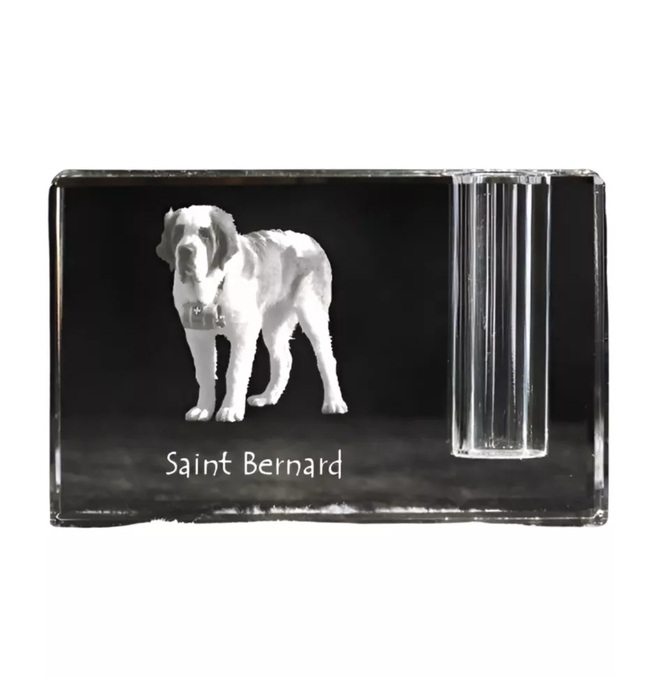 Saint-bernard, Chien Du Mont Saint-Bernard - Porte-stylos, organiseur en cristal avec photo de chien, décoration de bureau unique par la marque Art-Dog