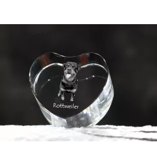 Rottweiler serce kryształowe z psem Art-Dog