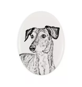 Saluki, Lévrier persan - une plaque commémorative avec une photo de chien, une plaque funéraire avec une impression, une plaque ovale personnalisée de la marque Art-Dog