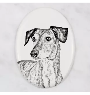 Saluki, Persischer Windhund - Gedenktafel mit einem Foto eines Hundes, Grabplatte mit Druck, personalisierte ovale Platte der Marke Art-Dog