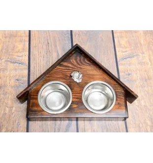 Rottweiler, Rott, Rottie I - wooden stand with bowls for a dog, decorative dog bowls, a gift for adopting a dog from the Art-Dog brand