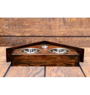 Rottweiler, Rott, Rottie I - wooden stand with bowls for a dog, decorative dog bowls, a gift for adopting a dog from the Art-Dog brand