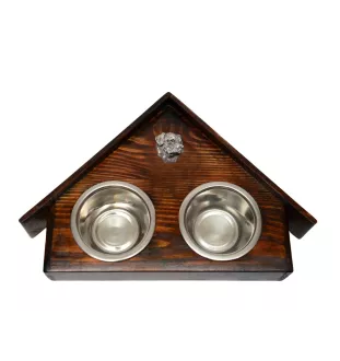 Rottweiler, Rott, Rottie II - wooden stand with bowls for a dog, decorative dog bowls, a gift for adopting a dog from the Art-Dog brand