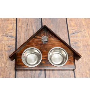 Rottweiler, Rott, Rottie II - wooden stand with bowls for a dog, decorative dog bowls, a gift for adopting a dog from the Art-Dog brand